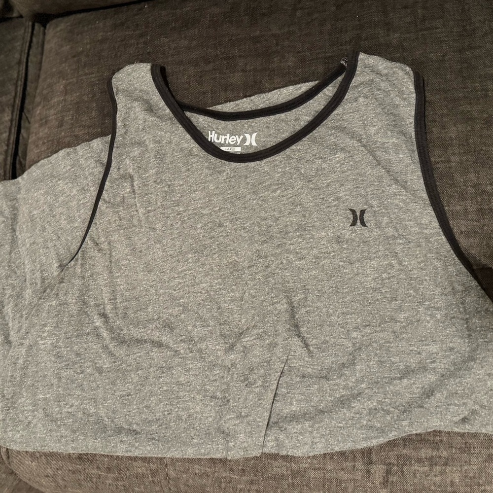 Hurley Heather Gray Tank Top with Black Trim
